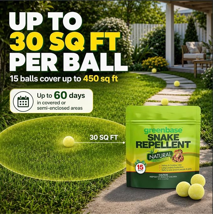 Snake Repellent for Yard Powerful Pet Safe,Moth Balls for Home Lawn Garden Camping Fishing Home to Repels Snakes and Other Pests - 15 Pack