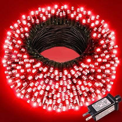 100FT 300 LED Christmas Lights Outdoor Indoor, Plug in, Green Wire, Red | Waterproof Christmas Tree Lights 8 Lighting Modes Connectable String Lights for Outside Patio Garden Xmas Holiday Decorations