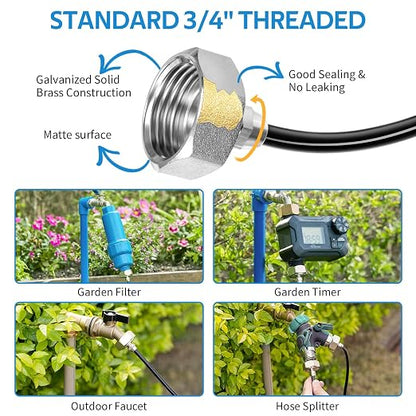 HOMENOTE Misting Cooling System, 26FT (8M) Misting Line + 7 Brass Mist Nozzles + Brass Adapter(3/4") Outdoor Mister for Patio Backyard Garden Greenhouse