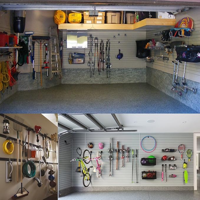 Heavy Duty Garage Storage Hooks, Wall Mounted Utility Hanging Rack for Surfboard, Ladder, Bike, Folded Chairs