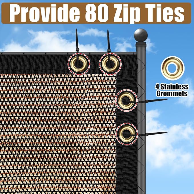 Brown 5FT X 50FT Outdoor Privacy Screen Fence & Mesh Shade Net Cover, Ideal for Garden and Backyard - Enhances Privacy for Fencing & Chain Link, Perfect for Patio Privacy Wall, Slats，Freestanding
