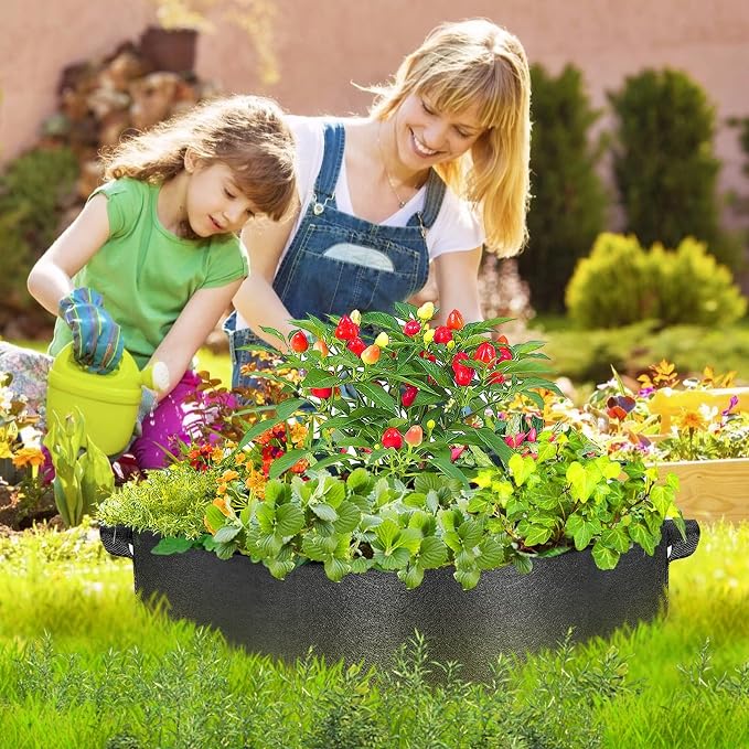 ZtohPyo 2-Pack 15 Gallon Grow Bags,Round Fabric Raised Garden Beds with 2 Handles,Durable Garden Planter Cloth Pots Container to Grow Vegetables for Outdoor Plants