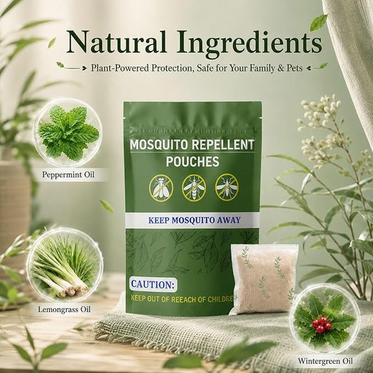 Mosquito Repellent Pouches Indoor Home Outdoor Patio, 60 Days Long-Lasting, Mosquito Repellent Bags for Yard, Garage, Bedroom, Fresh Mint Scent, Non Toxic, Kid & Pet Safe, Covers 120 sq ft, 10 Pack
