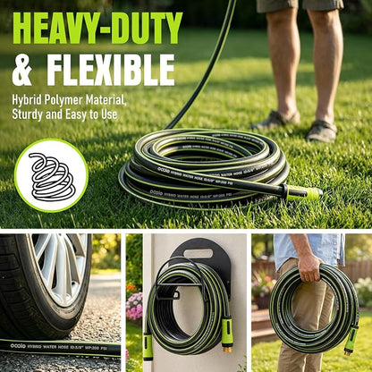 Garden Hose 75ft x 5/8", Heavy Duty Water Hose, Flexible and Durable, Kink Resistant Lightweight Hybrid Hose, Leakproof Yard Hose with Male to Female Fittings