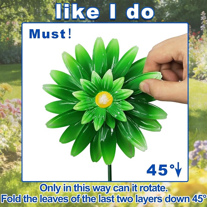 6 Pack Metal Flower Wind Spinners, Colorful Small Garden Stakes Yard Art, Decorative Floral Pinwheels Lawn Ornaments for Outdoor, Patio, Backyard, Flower Bed and Spring Decor (6 Vibrant Colors)