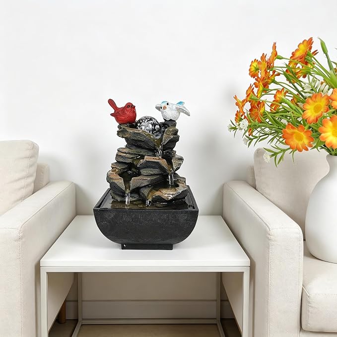 Indoor Water Fountain, Small | Desk Waterfall, Zen Tabletop Design, Home Office Decor, Mini Size