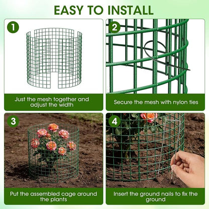 10 Pack Plant Protectors from Animals | 30PCS 13"x13" Metal Wire Mesh Garden Plant Cages for Gardening Supplies | Chicken Wire Cloche Plant Protectors for Rabbits Chickens Ducks