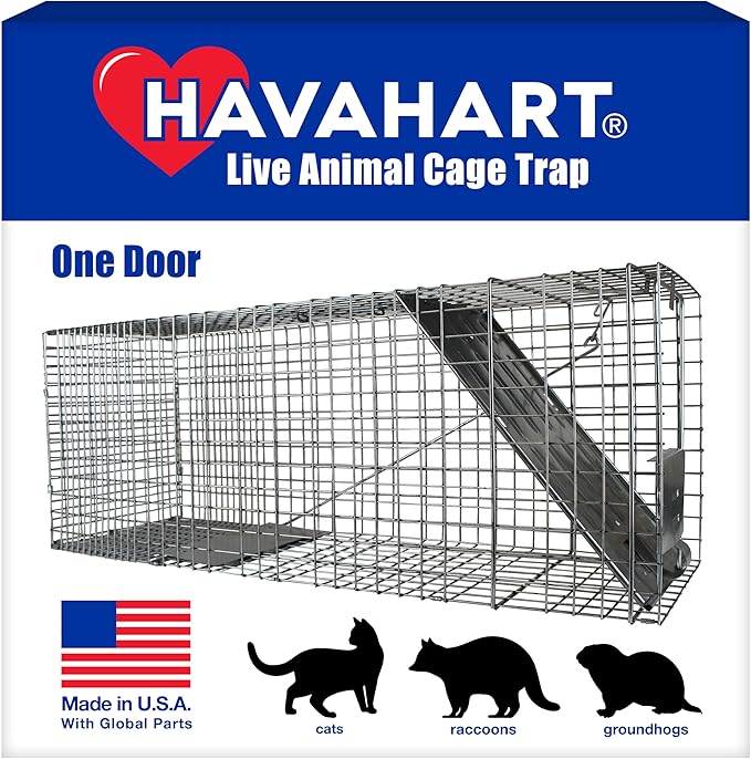 Havahart Large 1-Door Live Animal Trap for Raccoons, Cats, Bobcats, Beavers | Heavy Duty Humane Catch and Release Cage Trap for Outdoor Pest Control, 1079SR