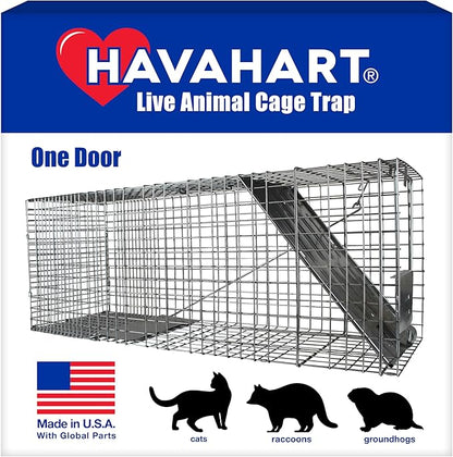 Havahart Large 1-Door Live Animal Trap for Raccoons, Cats, Bobcats, Beavers | Heavy Duty Humane Catch and Release Cage Trap for Outdoor Pest Control, 1079SR