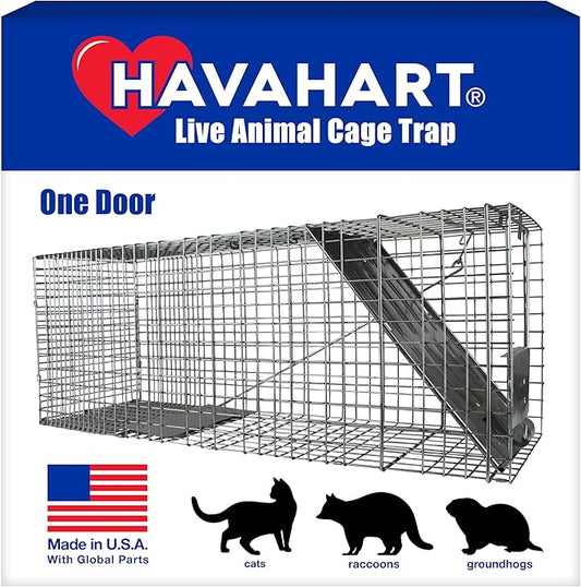 Havahart Large 1-Door Live Animal Trap for Raccoons, Cats, Bobcats, Beavers | Heavy Duty Humane Catch and Release Cage Trap for Outdoor Pest Control, 1079SR