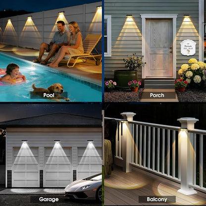 AUDLES Fence Lights Solar Powered, 12 Pack 3 Color Temp LED Solar Fence Lights Outdoor, IP65 Waterproof Landscape Step Lights for Backyard, Patio, Railing, Garden, Yard, Home Improvement