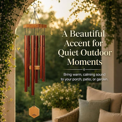Copper Red Wind Chimes for Outside, 29 Inch Hand Tuned G Major Pentatonic Wind Chime, Memorial Sympathy Gift for Loss of Loved One, Deep Tone Aluminum Bamboo Garden Patio Porch Decor