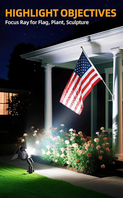 ROSHWEY Solar Spot Lights Outdoor, Waterproof Spotlights with 2 Brightness Mode, Landscape Lighting Solar Lights for Garden, Yard, Pathway (Cool White, 6 Pack)