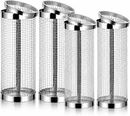 4PCS Inground Worm Composting Bin Turn Food Waste into Nutrient-Rich Soil Increase Soil Fertility Stainless Steel Composting Bin with Holes and Lid for Outdoor Garden Vegetable Patch Backyard