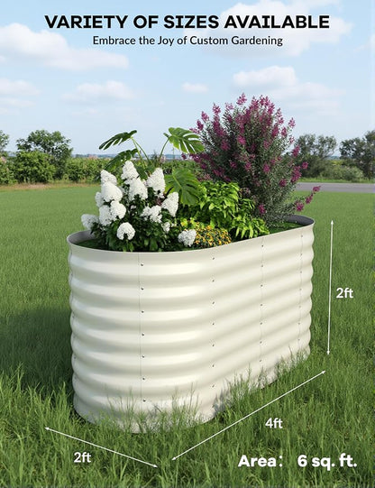 GarveeLife 4x2x2 ft Galvanized Raised Garden Bed - 24 in Tall Metal Planter Box for Vegetables, Flowers, Herbs, Rust-Resistant Outdoor Garden Box, Easy Assembly Raised Beds for Gardening, Beige