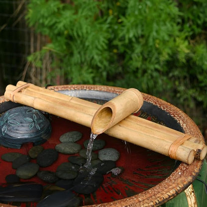 Bamboo Accents 18" Three-Arm Zen Bamboo Fountain Kit with Pump – Large Split-Resistant Bamboo Water Feature for Bowls, Basins, Ponds & Backyard Gardens (Container Not Included)