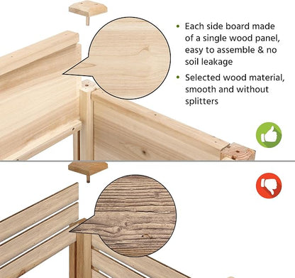 Topeakmart Solid Wooden Raised Garden Bed Vegetable Elevated Planter Kit Grow Gardening Box with Legs Storage Shelf & Wheels, 42x23x33in