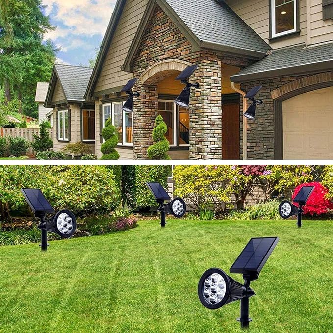 Solar Spot Lights Outdoor Waterproof Solar Powered Spotlight Landscape Lighting Color Changing Auto On/Off for Yard Garden Tree 4 Pack
