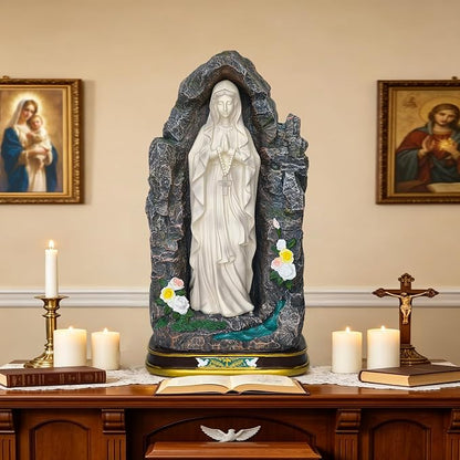 18" Catholic Virgin Mary Statue - Praying Blessed Mother Mary Statue for Altar Devout Home Yard Patio Lawn Hallway Decor,Outdoor Catholic Resin Sculpture Decoration, Religious Gifts to Mom