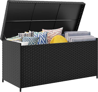 YITAHOME 260 Gallon Deck Box, XXL All-Weather Wicker Outdoor Storage Box | XXL Wicker Outdoor Storage Box, Oversized Rattan Storage Cabinet for Patio Furniture, Cushions, Pool Storage and Garden Tools