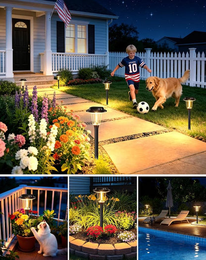 2026 New Solar Pathway Lights, 4 Pack Solar Lights Outdoor, Waterproof IP65, Upgraded Bright LED, Auto On/Off, Modern Garden Lights, Solar Powered Light for Yard, Lawn, Walkway, Driveway, Patio Decor