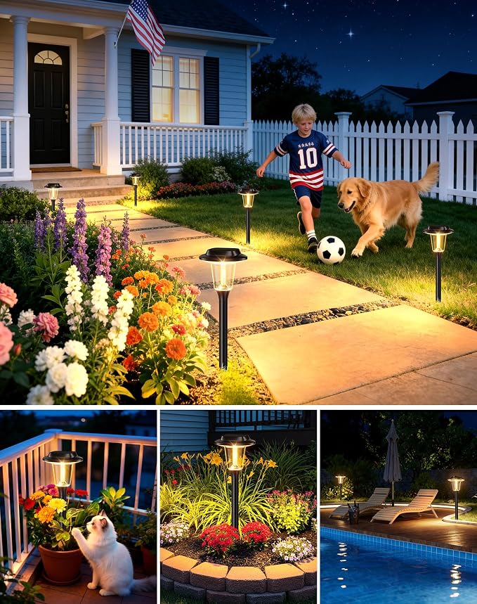 2026 New Solar Pathway Lights, 10 Pack Solar Lights Outdoor, Waterproof IP65, Upgraded Bright LED, Auto On/Off, Modern Garden Lights, Solar Powered Light for Yard, Lawn, Walkway, Driveway, Patio Decor