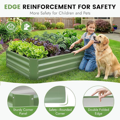 INNO STAGE Galvanized Raised Garden Bed Kit, 6x3x1FT Metal Raised Garden Beds for Vegetables, Rust-Resistant & Easy Assembly, Outdoor Raised Beds for Gardening, Flowers, Herbs (Green)