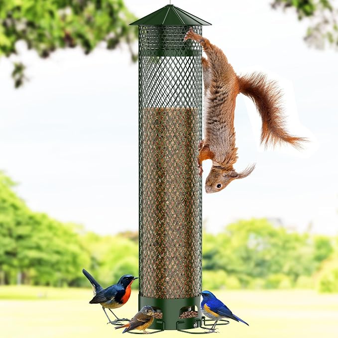 Metal Squirrel Proof Bird Feeders for Outdoors Hanging 5.5LB Lager Capacity