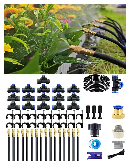 Drip Irrigation System,Automatic Garden Watering System,360° Adjustable Spray Sprinkler Kit, Easy Installation No Tools, Fine Mist Watering for Garden,Patio,Potted Plants,Courtyard Watering System