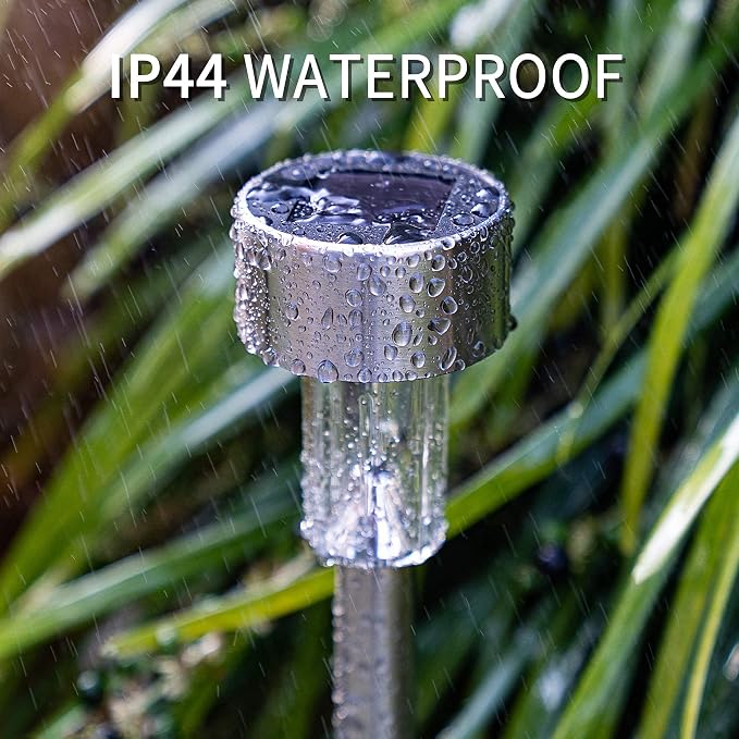 GIGALUMI Solar Pathway Lights, Stainless Steel IP44 Waterproof Auto On/Off Outdoor LED Solar Landscape Lights for Garden, Yard, Patio, Path and Walkway(12 Pack, Cold White)