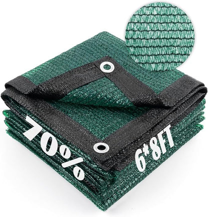 Cool Area 70% Sun Shade Cloth Mesh Tarp with Grommets for Plant Cover 6x8ft Patio Canopy Garden Pergola Greenhouse Car Barn Kennel Dark Green