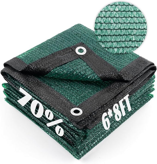 Cool Area 70% Sun Shade Cloth Mesh Tarp with Grommets for Plant Cover 6x8ft Patio Canopy Garden Pergola Greenhouse Car Barn Kennel Dark Green