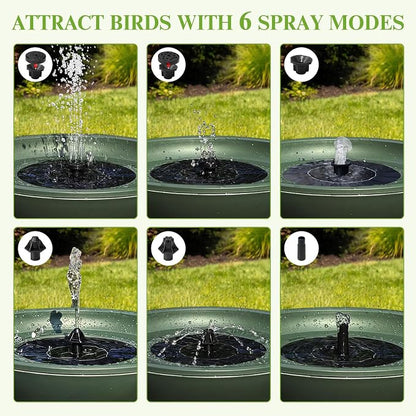 Solar Bird Bath with Fountain,12.4" Dark Green Birdbath for Outdoors,Tool-Free 10s Assembly,6 Spray Nozzles,Lightweight Plastic Water Feature for Garden Decor,Patio Gitf,Hummingbirds