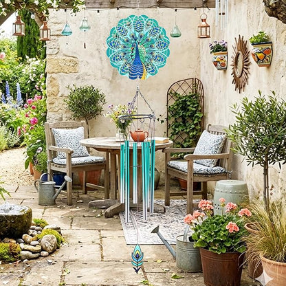 Wind Chimes with Peacock Wind Spinner, Gifts for Men, Women, Retirement, Teacher, Parents - Outdoor Hanging Decor Clearance for Garden, Patio, Backyard Or Porch