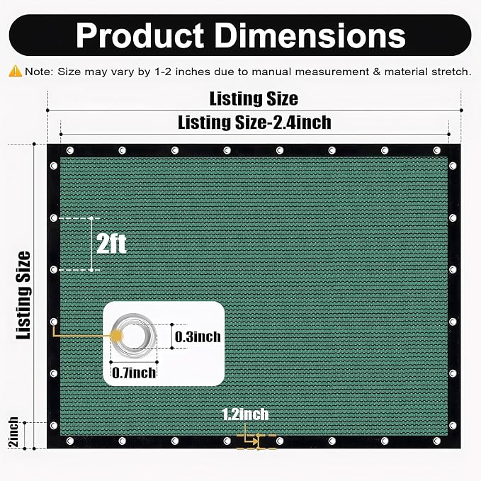 Artpuch 90% Sun Shade Cloth, 6 x 20 FT Pergola Shade Cover Canopy with Grommets, Sun Screen Fabric Tarp for Patio, Outdoor, Garden, Backyard, Green