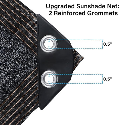 winemana Black Shade Cloth 40%, 8x10 FT Mesh Tarp - Garden Shade for Greenhouse, Patio, Vegetables, Plants Cover and Chicken Coops, Sun Shade Net for Outdoor Protection with Reinforced Grommets