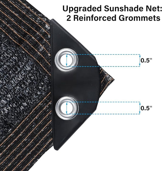 winemana Black Shade Cloth 90%, 5x10 FT Mesh Tarp - Garden Shade for Greenhouse, Patio, Vegetables, Plants Cover and Chicken Coops, Sun Shade Net for Outdoor Protection with Reinforced Grommets