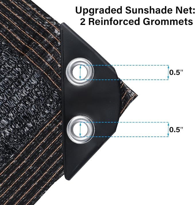 winemana Black Shade Cloth 50%, 8x10 FT Mesh Tarp - Garden Shade for Greenhouse, Patio, Vegetables, Plants Cover and Chicken Coops, Sun Shade Net for Outdoor Protection with Reinforced Grommets