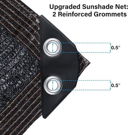 winemana Black Shade Cloth 50%, 8x10 FT Mesh Tarp - Garden Shade for Greenhouse, Patio, Vegetables, Plants Cover and Chicken Coops, Sun Shade Net for Outdoor Protection with Reinforced Grommets