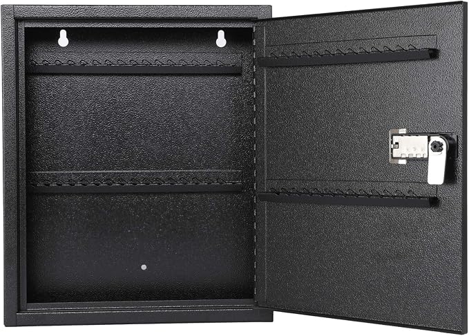KYODOLED Key Box, Wall Mount 60 Key Cabinet, Combination Lock, Black | Numbered Key Storage Organizer, Secure Lock Box, Key Hooks & Labels, Home, Office & Property Management, 12.1 x 10.2 x 2.5 In