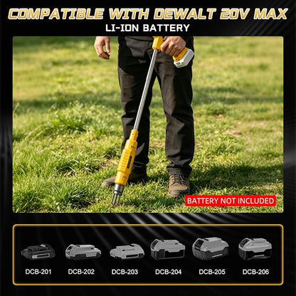 Cordless Weed Puller Tool for Dewalt 20V Battery (No Battery) | 800W, 650RPM, Weed Puller Tool, Long Handle, 3-Claw Steel Head, 36.6" Stand-Up Design, for Lawn and Garden