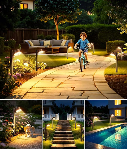 ELECLINK 8 Pack Solar Pathway Lights Outdoor, Adjustable Solar Powered Garden Lights with Bigger LED Lens, Auto On/Off Outdoor Waterproof Solar Lights for Yard Patio Lawn Sidewalk Walkway Driveway