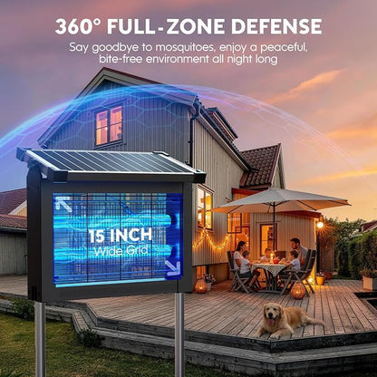 Solar Bug Zapper Outdoor, Mosquito Zapper 4500V Cordless Waterproof, Auto On/Off, Portable Type-C & Solar Powered Bug Zapper, Electric Mosquito Trap Fly Zapper Killer for Patio Garage Yard Camping