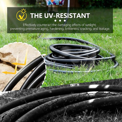 5/8" x 100ft Garden Hose, -40℉ To 190℉ Hot/Cold, Heavy Duty,Flexible, 300psi Working, 1000psi Burst, 3/4" Brass Fittings with Hose Protector Coil Spring for Outdoor,Yard, Farm