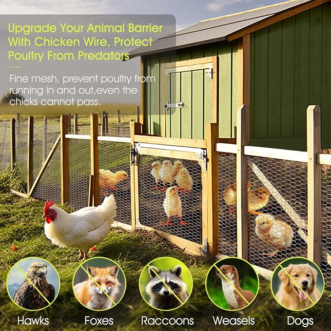 Chicken Wire Fencing, 16.5 Inch x 80 Feet Chicken Wire Mesh Roll for Garden Plants, 1 Inch Mesh Hexagonal Galvanized Metal Poultry Wire Netting for Chicken Coop Rabbit Dogs Barrier