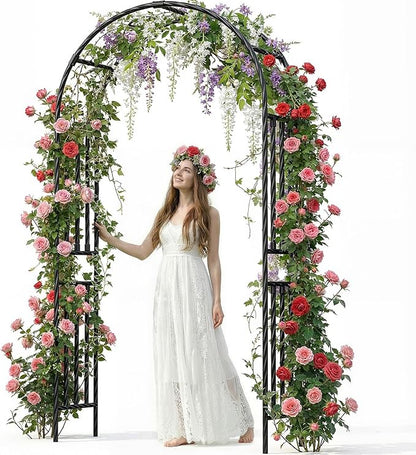 Garden Arbor - 7.9x3.9ft PE+Metal Garden Arch Trellis for Climbing Plants, Wide Sturdy Garden Arch, Ideal for Vines, Weddings, Halloween, Christmas & Outdoor Decor (Black)