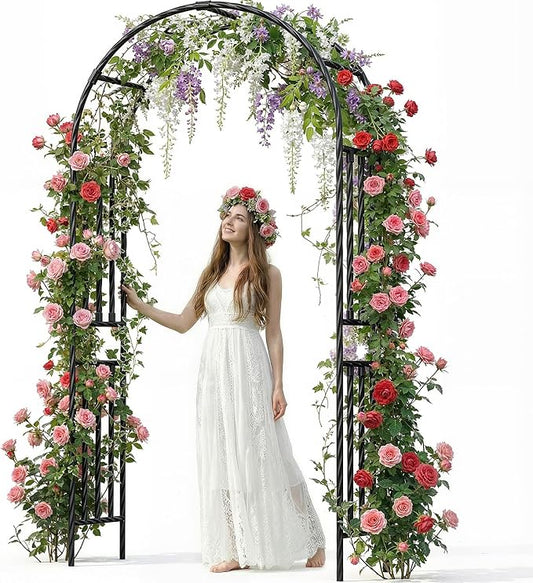 Garden Arbor - 7.9x3.9ft PE+Metal Garden Arch Trellis for Climbing Plants, Wide Sturdy Garden Arch, Ideal for Vines, Weddings, Halloween, Christmas & Outdoor Decor (Black)