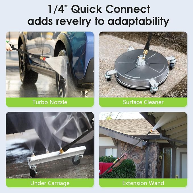 Electric Pressure Washer 5000 PSI,4GPM Power Washer with Foam Cannon,Portable Cleaner with 33ft Hose Reel,4 Nozzle Tips,and Soap Bottle for Cars/Home/Driveways/Patios/Decks/Fences (Green)