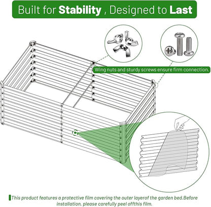 SnugNiture 4x2x2FT Galvanized Raised Garden Bed Kit, Metal Planter Box for Planting Plants Vegetables, Brown