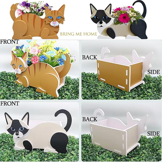 Siamese Cat Cat Planter ots, 12.5 x 5.6 x 7.8 Inches | Cat Flower Pot, Cute Animal Shaped Plant Pot, Gifts for Women & Pet Lovers, Indoor Outdoor Garden Home Office Decor